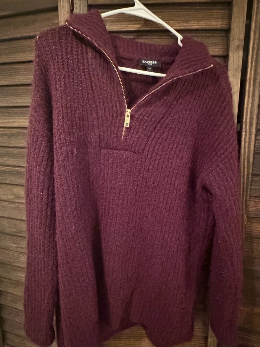 Express men’s  Burgundy Quarter-Zip Ribbed Sweater